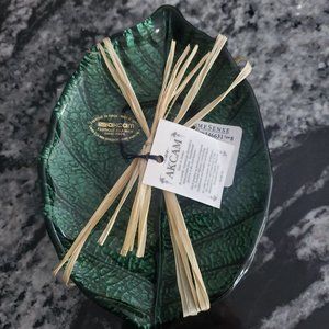 AKCAM Handmade Beautiful Green Glass Decorative Plates - Set of 4